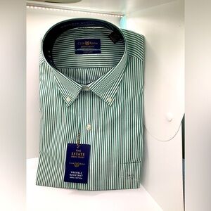 Club Room | men’s Dress Shirt | 16.5 | Green pinstripes